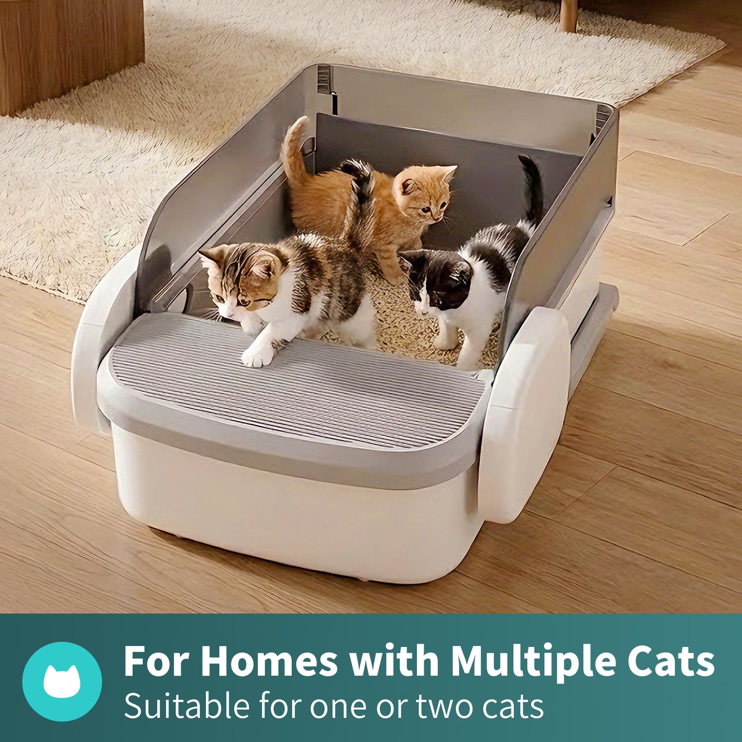 Open-design smart self-cleaning cat litter box suitable for multi-cat households - Furlyn