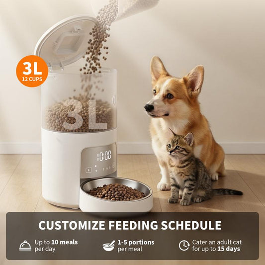 3L programmable automatic pet feeder with customizable feeding schedule for cats and dogs - Furlyn