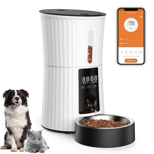 Smart Wi-Fi automatic pet feeder with smartphone app control and stainless steel bowl - Furlyn