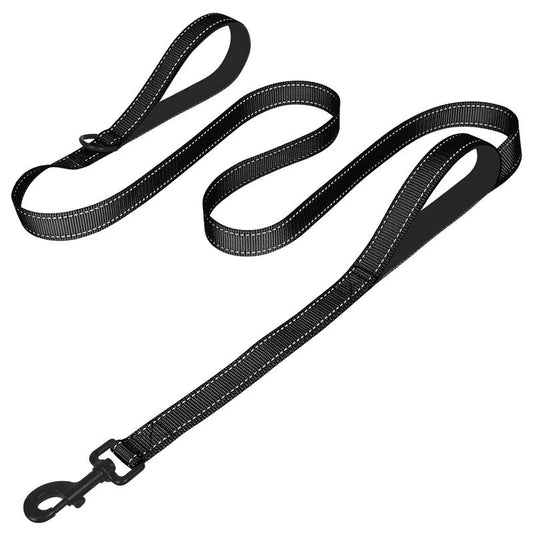 Black Furlyn heavy duty dual handle dog leash for large dogs